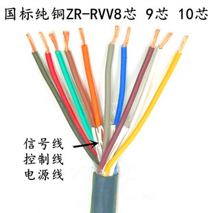 国标纯铜 0.5 护套线 信号线 0.3 1.0 0.2 RVV8芯9芯10芯 0.75