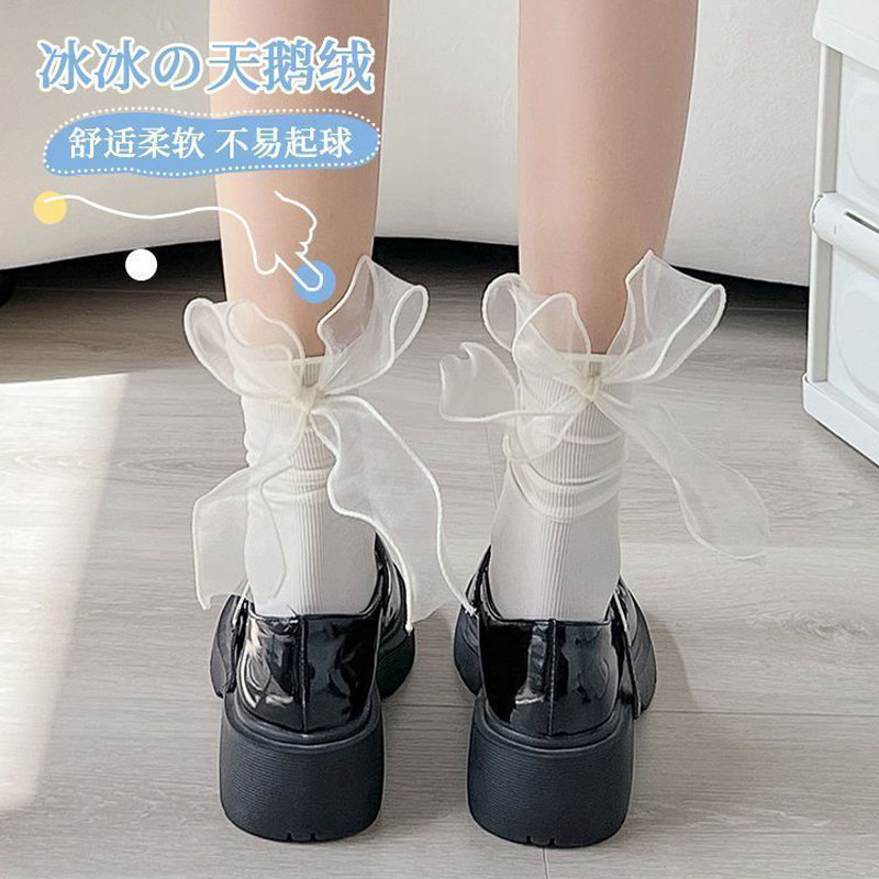 猛男蝴蝶结袜子女中筒袜夏季ins潮白色网红jk洞洞鞋玛丽珍乐福鞋,女士内衣/男士内衣/家居服,中筒袜,淘宝优惠券,粉丝福利购,淘宝优惠卷