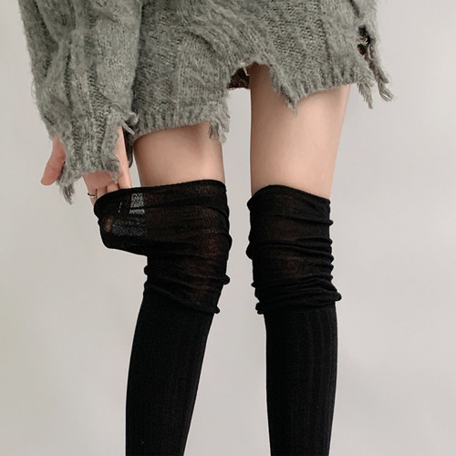 黑色靴袜长筒袜子女秋冬美拉德