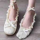 蕾丝花边无骨绑带短袜搭配小皮鞋 哇哒系芭蕾舞风袜子女款 船袜夏季