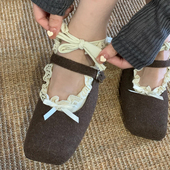 花边哇哒系蕾丝绑带纯棉袜套配小皮鞋 芭蕾舞风船袜女夏季 薄款 袜子