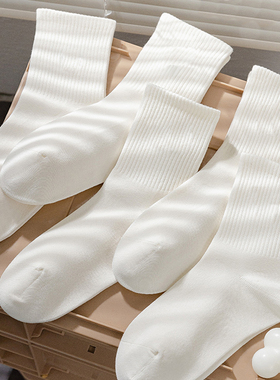 白色袜子女春夏纯色中筒无骨乐福鞋长筒配鲨鱼裤黑色长袜运动男袜