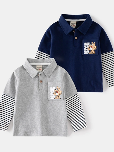 Футболка polo для мальчиков, осенний лонгслив, детский весенний комплект, детская одежда