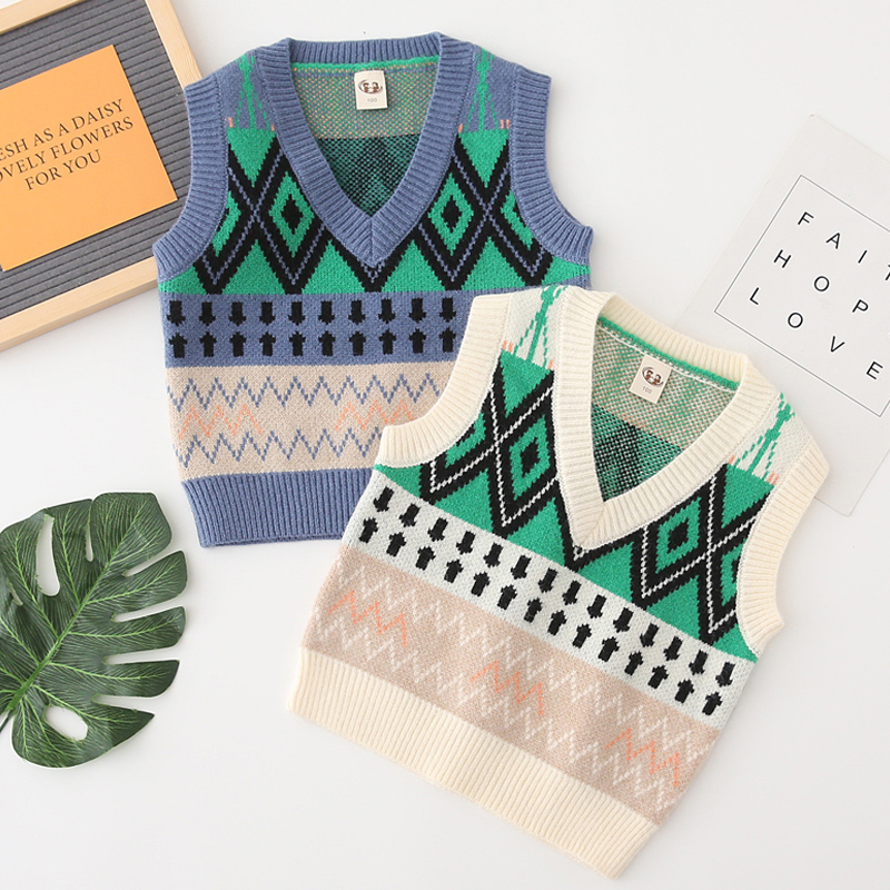 特价清仓男童针织马甲童装男孩V领毛线马夹宝宝坎肩 儿童毛衣背心