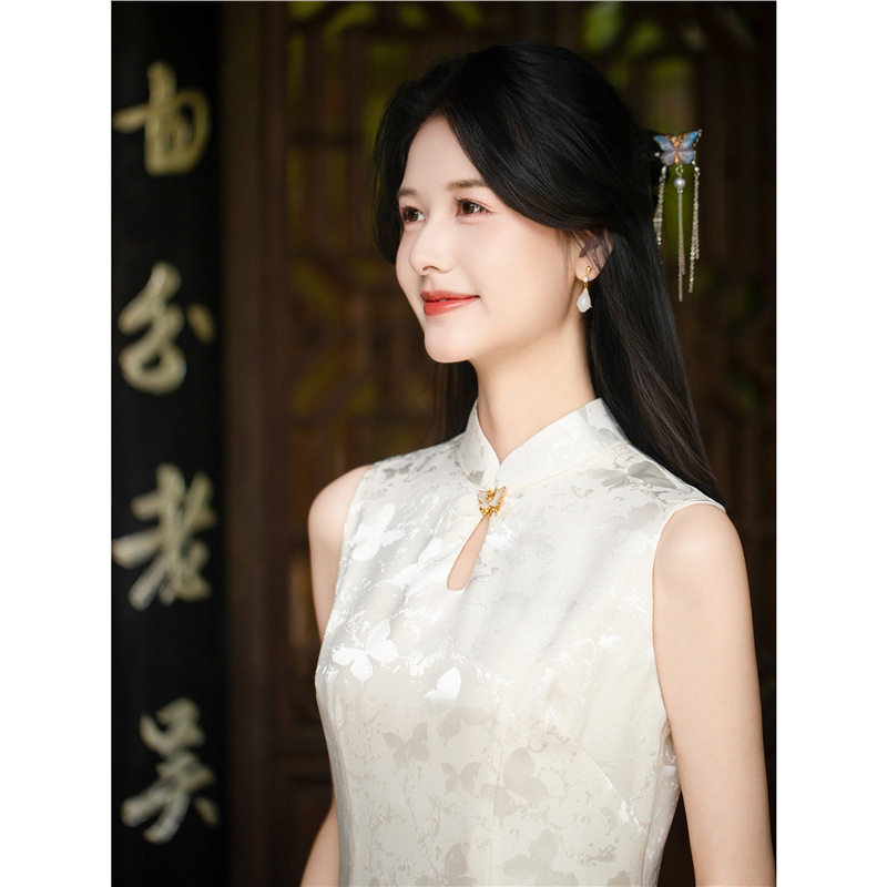 织造局 |新中式旗袍新款优雅新娘结婚订婚敬酒礼服白色连衣裙
