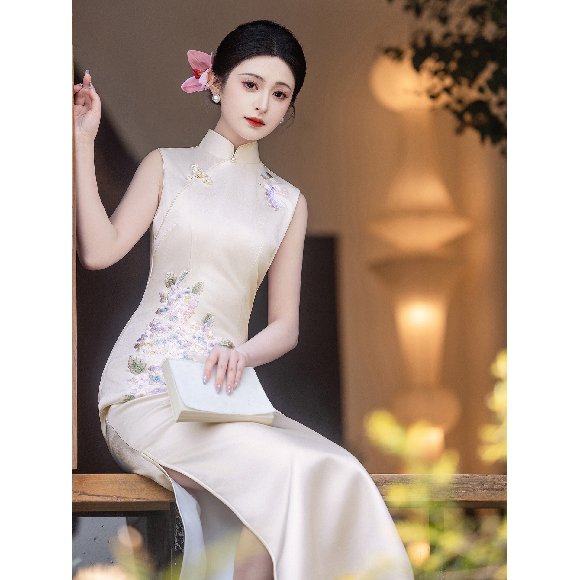 织造局高端刺绣新中式旗袍连衣裙女夏季无袖气质改良订婚礼服中国