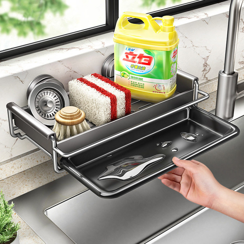 德国进口吸盘厨房置物架抹布沥水架免打孔壁挂式家用水龙头水槽收