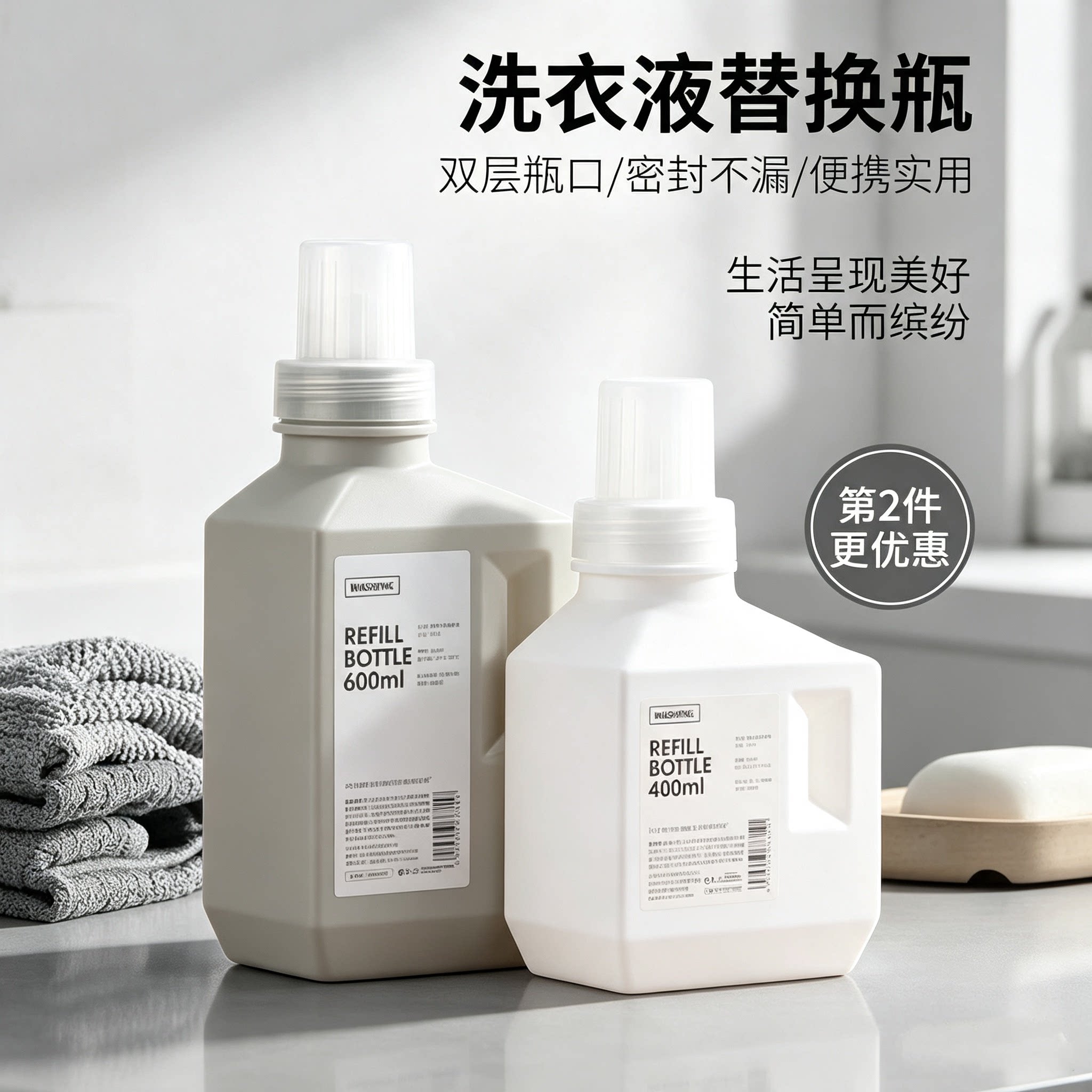 日本洗衣粉收纳盒肥皂ins风洗衣液分装罐神器储存盒密封防潮空瓶