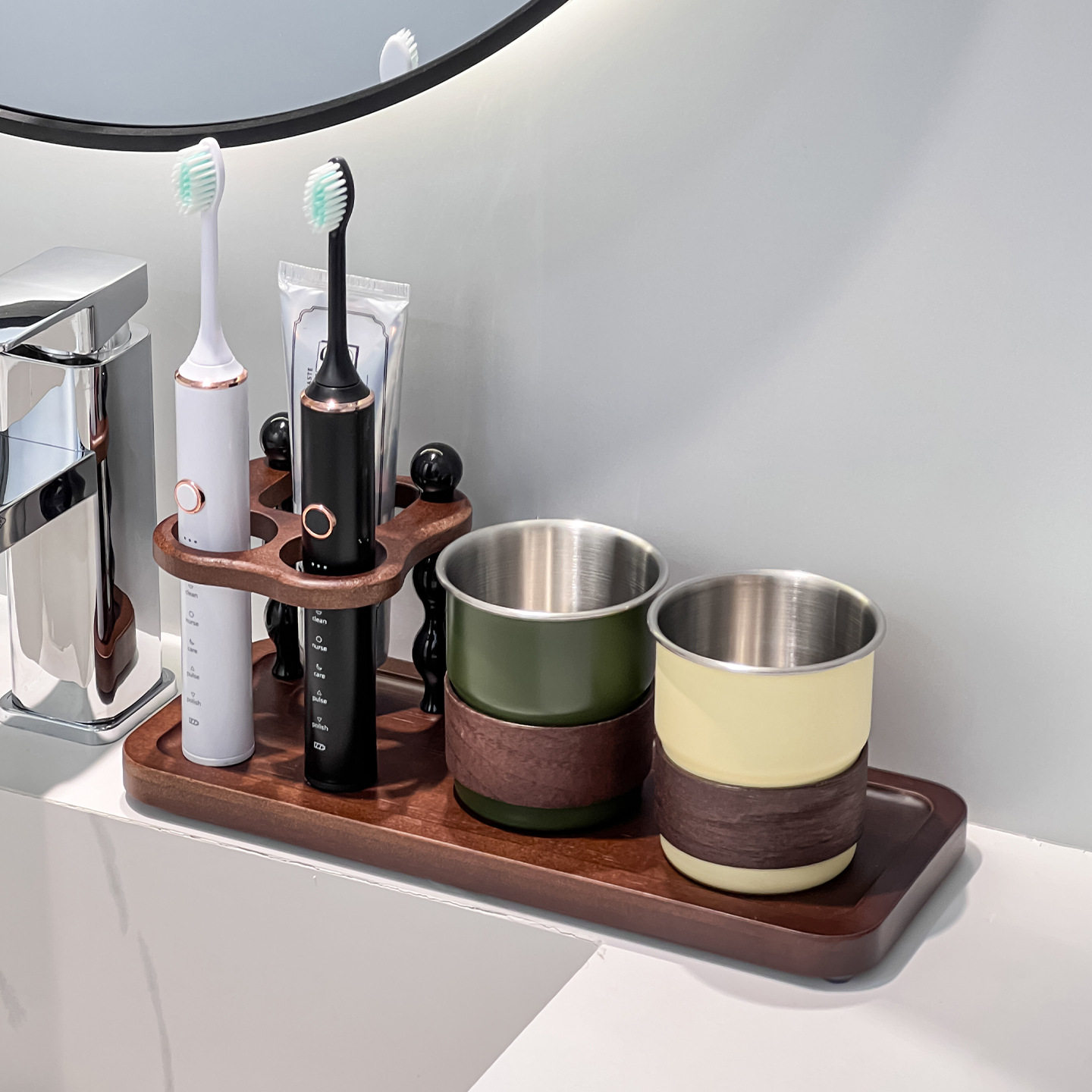 德国进口高级感电动牙刷架中古风卫生间洗漱台漱口杯置物架高颜值