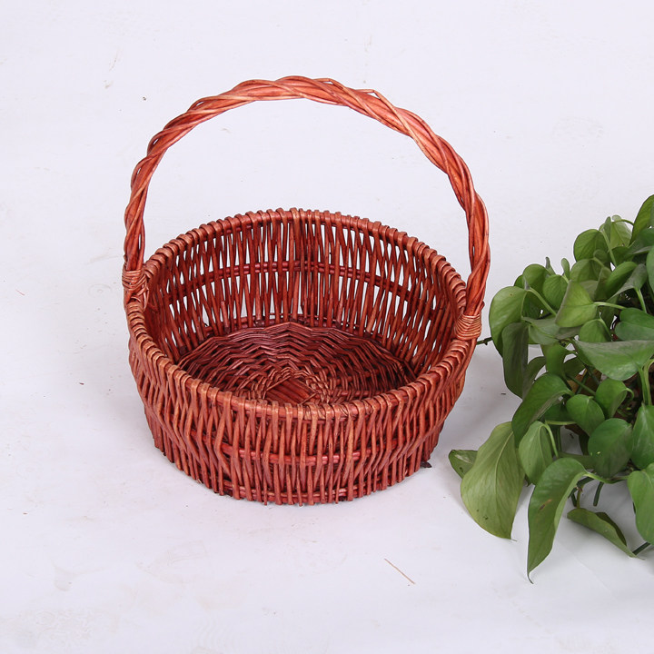 柳编水果篮藤编采摘创意收纳客厅送礼品舞蹈手提花店家商用菜筐子
