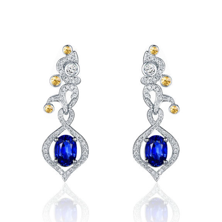 高档钻石耳钉无烧矢车菊轻奢