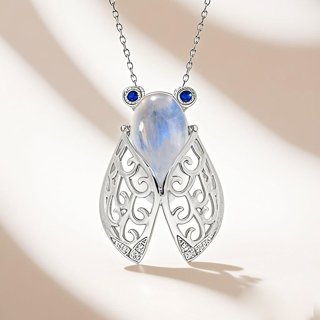 18k金项链金蝉网红气质锁骨吊坠