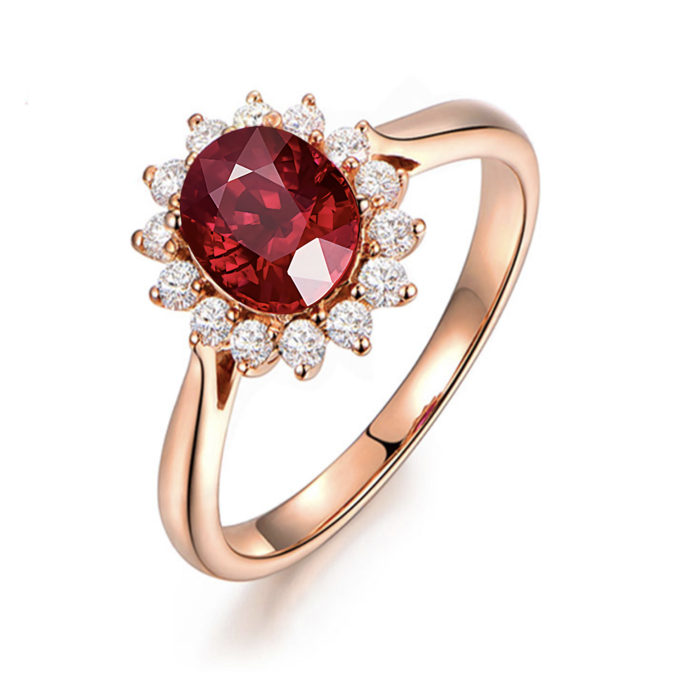 18K金鸽血红钻戒戴妃款