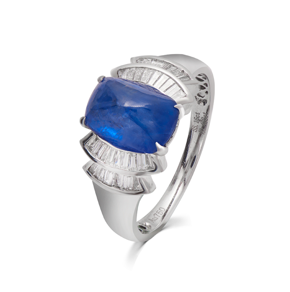 5.16克拉蓝宝石钻戒女方形