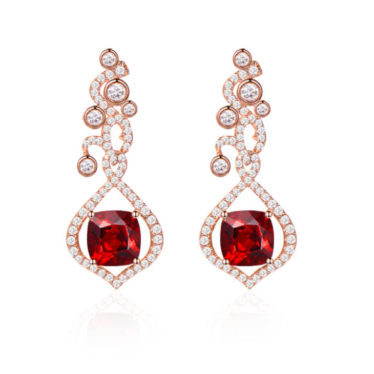 天然尖晶钻石耳钉女镶钻几何造型