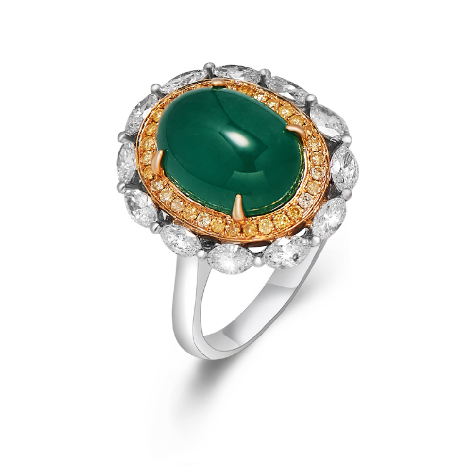 4.440克拉祖母绿钻戒女蛋面