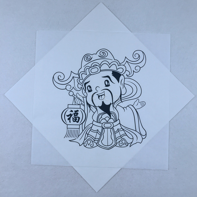 幼儿手工教学空白涂色年画线稿儿童涂鸦传统文化体验门福禄寿喜财