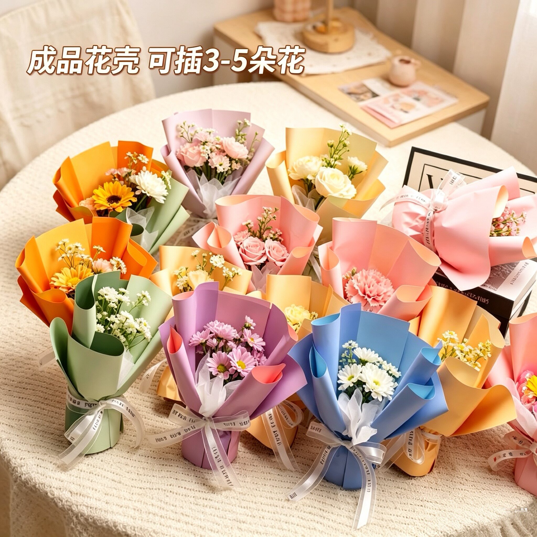 教师节鲜花免包装棒棒糖花壳成品