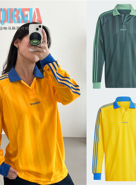 阿迪达斯Adidas三叶草男女美式复古条纹休闲卫衣长袖IW3243IX9596