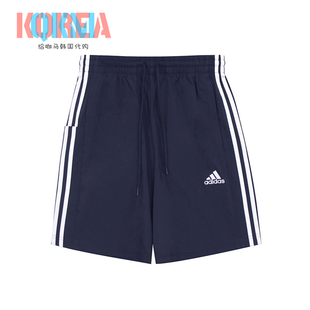 Adidas阿迪达斯男女经典藏青蓝三条杠复古休闲运动五分短裤IC1485