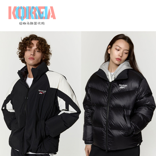 Reebok锐步冬季男女复古休闲运动保暖双面穿鸭绒羽绒服外套夹克