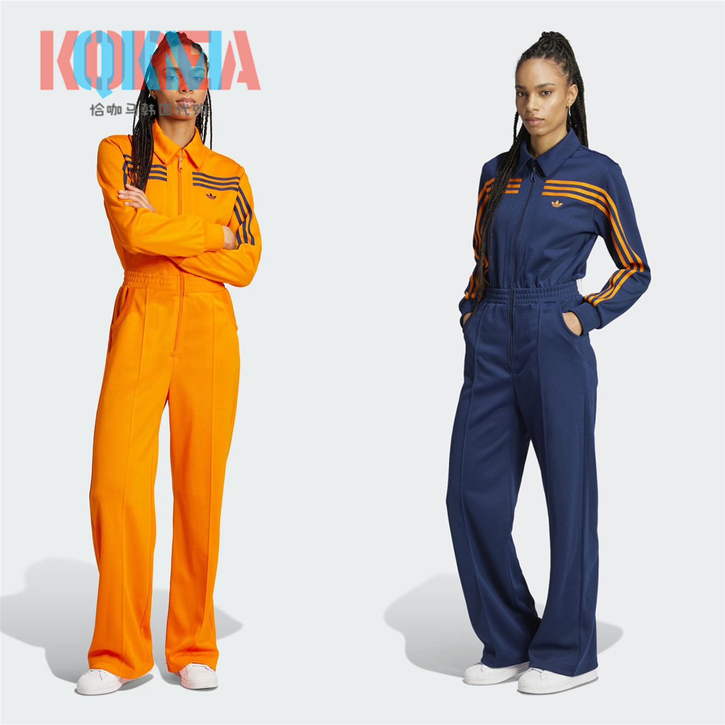 阿迪达斯Adidas三叶草70女子复古休闲运动连体衣裤JN8311 JN8312