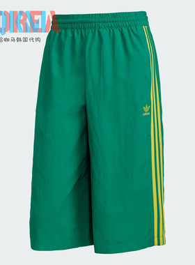 阿迪达斯Adidas三叶草男女美式复古休闲运动宽松七分短裤 KB5443