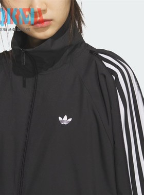 阿迪达斯Adidas三叶草女子美式复古休闲运动侧拉链夹克外套HZ0849
