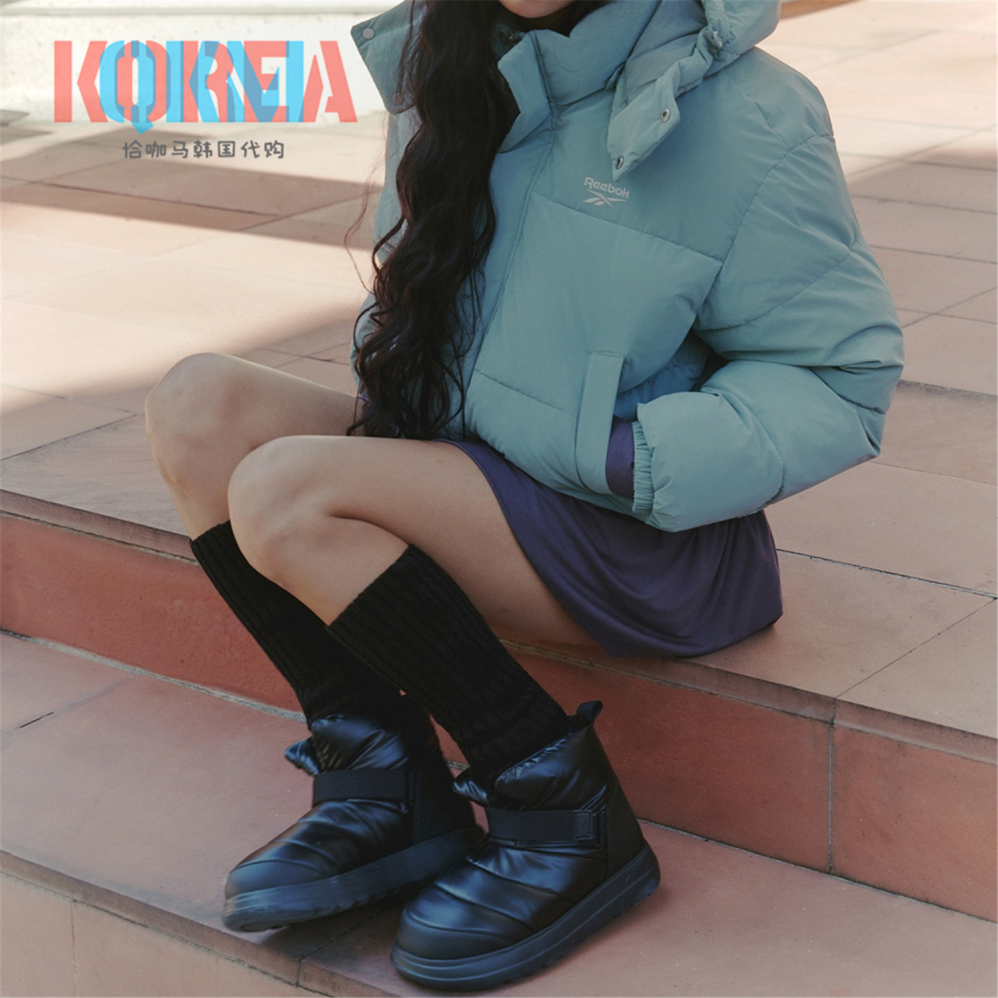Reebok锐步Beatnick Padding Boots女子休闲保暖高帮面包雪地棉鞋