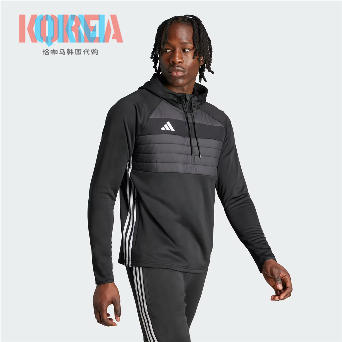 阿迪达斯男足球休闲运动连帽卫衣