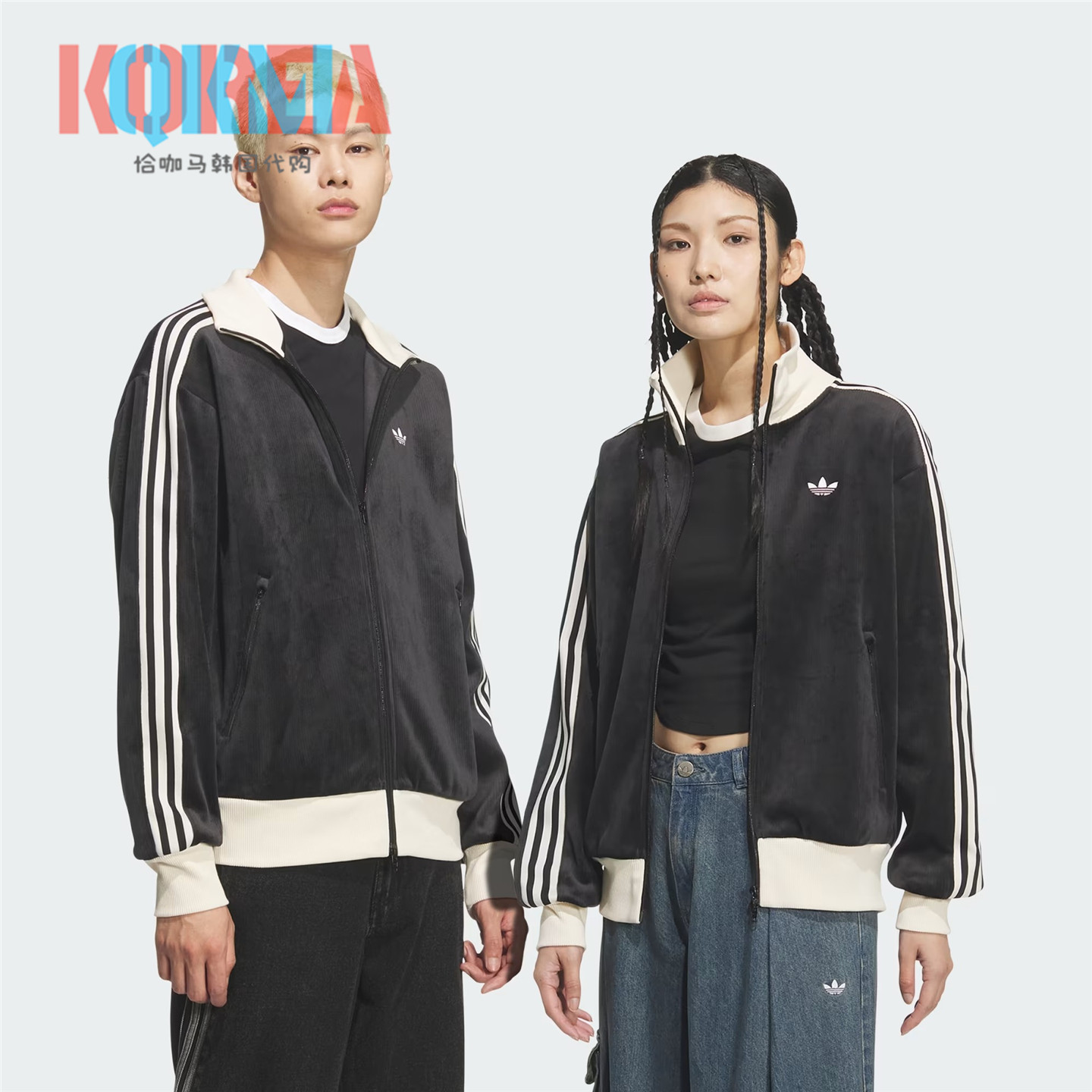 阿迪达斯Adidas三叶草男女美式复古休闲运动灯芯绒夹克外套KQ5544