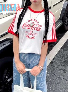 阿迪达斯Adidas三叶草可口可乐联名男女休闲运动T恤Tee短袖KY2114