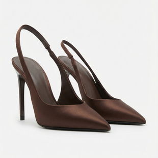 MANGO尖头细高跟凉鞋漆皮露跟穆勒鞋气质时尚单鞋女士防滑高跟鞋