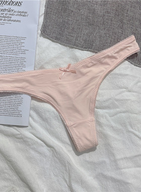 性感简约丁字裤女透气舒肤色内裤低腰TBACK大码t裤蝴蝶结纯色无痕