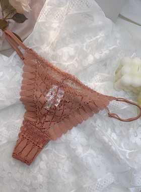 性感蕾丝丁字裤亲肤可调节腰带精致低腰内裤女镂空薄款欧美TBACK