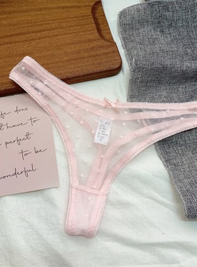 丁字裤女性感纯色透明网纱内裤薄款低腰新款T裤舒适大码Tback欧美