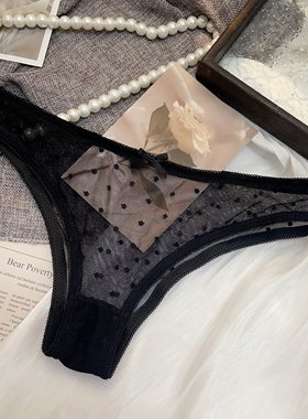 欧美性感半臀女士内裤波点网纱