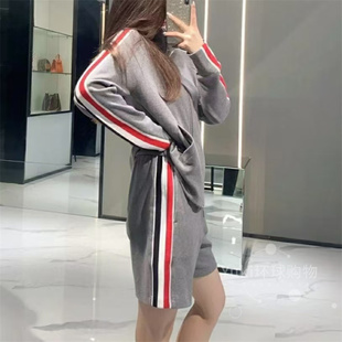 夏 经典 tb双侧红白蓝织带纯棉卫裤 休闲显瘦百搭大码 运动男女五分裤