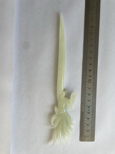 发簪岫玉九尾狐手工雕刻