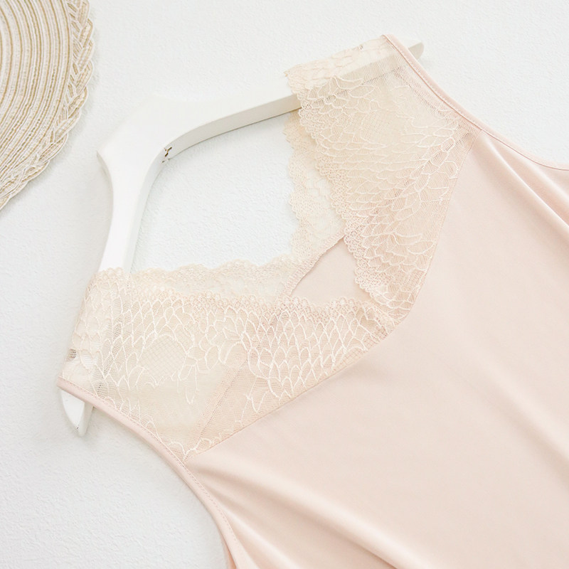 실크 조끼 여성 메쉬 레이스 섹시한 V 넥 바닥 뽕나무 실크 캐미솔 느슨한 봄 여름