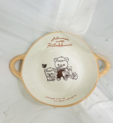 轻松熊陶瓷餐具中古微瑕双耳碗
