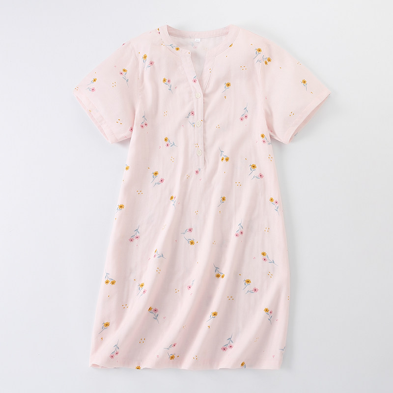 夏季日系碎花全棉双层纱布纯棉女睡裙短袖睡衣薄外穿连衣裙居家裙,女士内衣/男士内衣/家居服,睡裙,淘宝优惠券,粉丝福利购,淘宝优惠卷