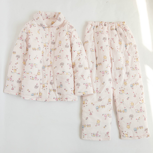 冬季 加厚保暖夹棉棉袄棉衣儿童女童睡衣棉衣家居服中大童纯棉套装