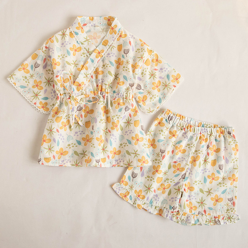 夏季短袖短裤日式和服全棉纱布儿童女童纯棉睡衣女孩汗蒸服家居服,童装/婴儿装/亲子装,家居服套装,淘宝优惠券,粉丝福利购,淘宝优惠卷