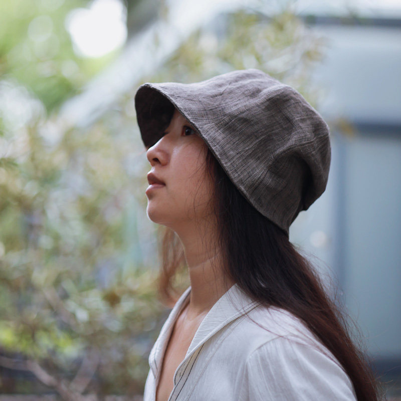闲云夏布丨水母帽遮阳帽植物染色轻盈透气女款文艺渔夫帽盆帽优雅
