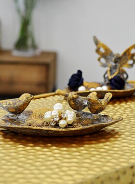 欧式风复古做旧天使首饰盘小摆件