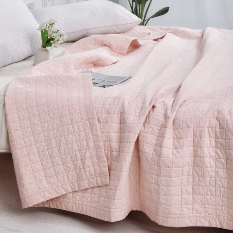 外贸纯棉砂洗床盖厚床单四季通用