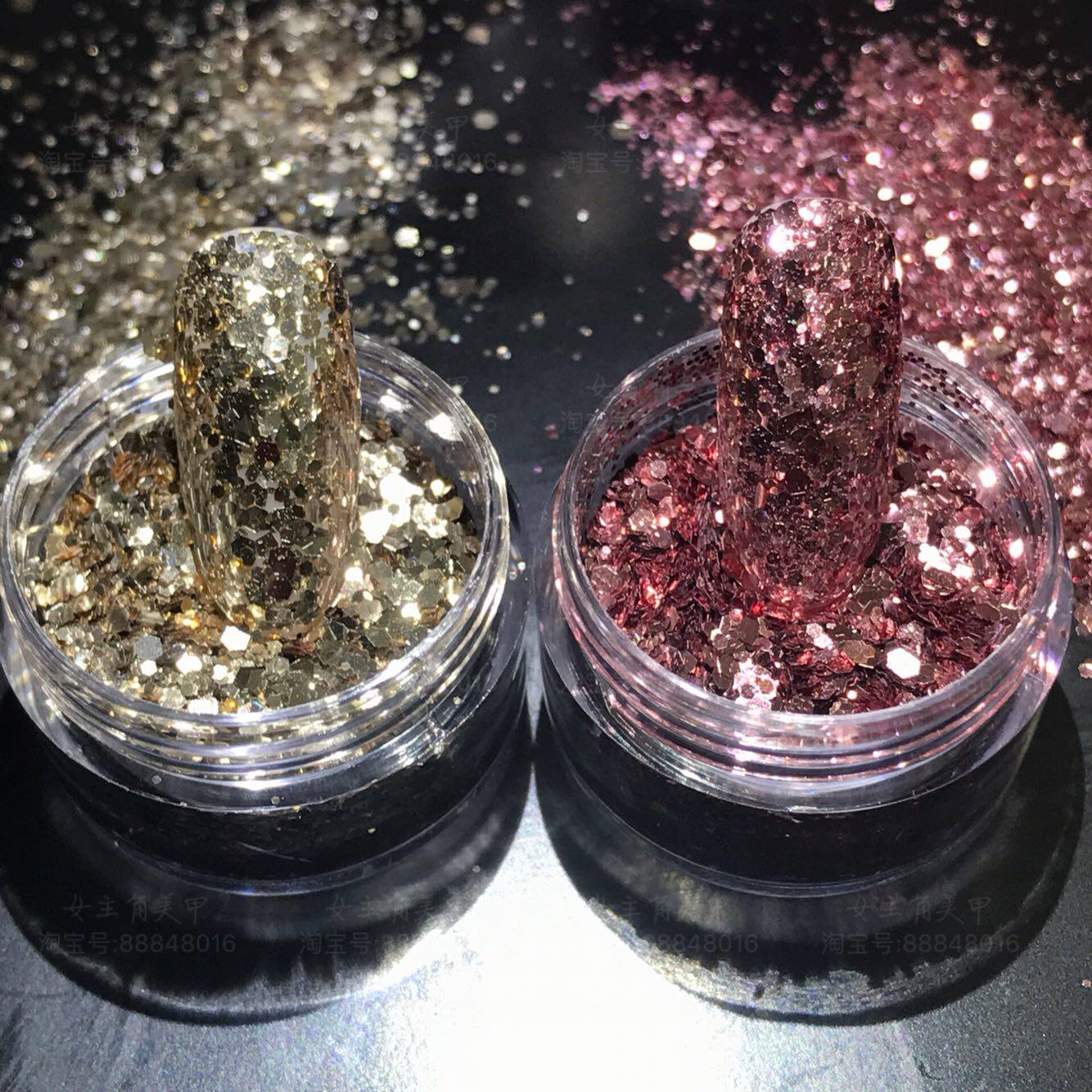 Shining queen 进口亮片闪粉ins网红饰品超亮2018新款砂金 正玫红