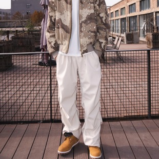 STA2025秋冬褶迹廓形75D立体剪裁内绒褶皱加厚休闲阔腿BAGGY长裤