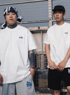 STA2024春季星标基础简约纯色烫水钻圆领短袖T恤休闲日常打底宽松